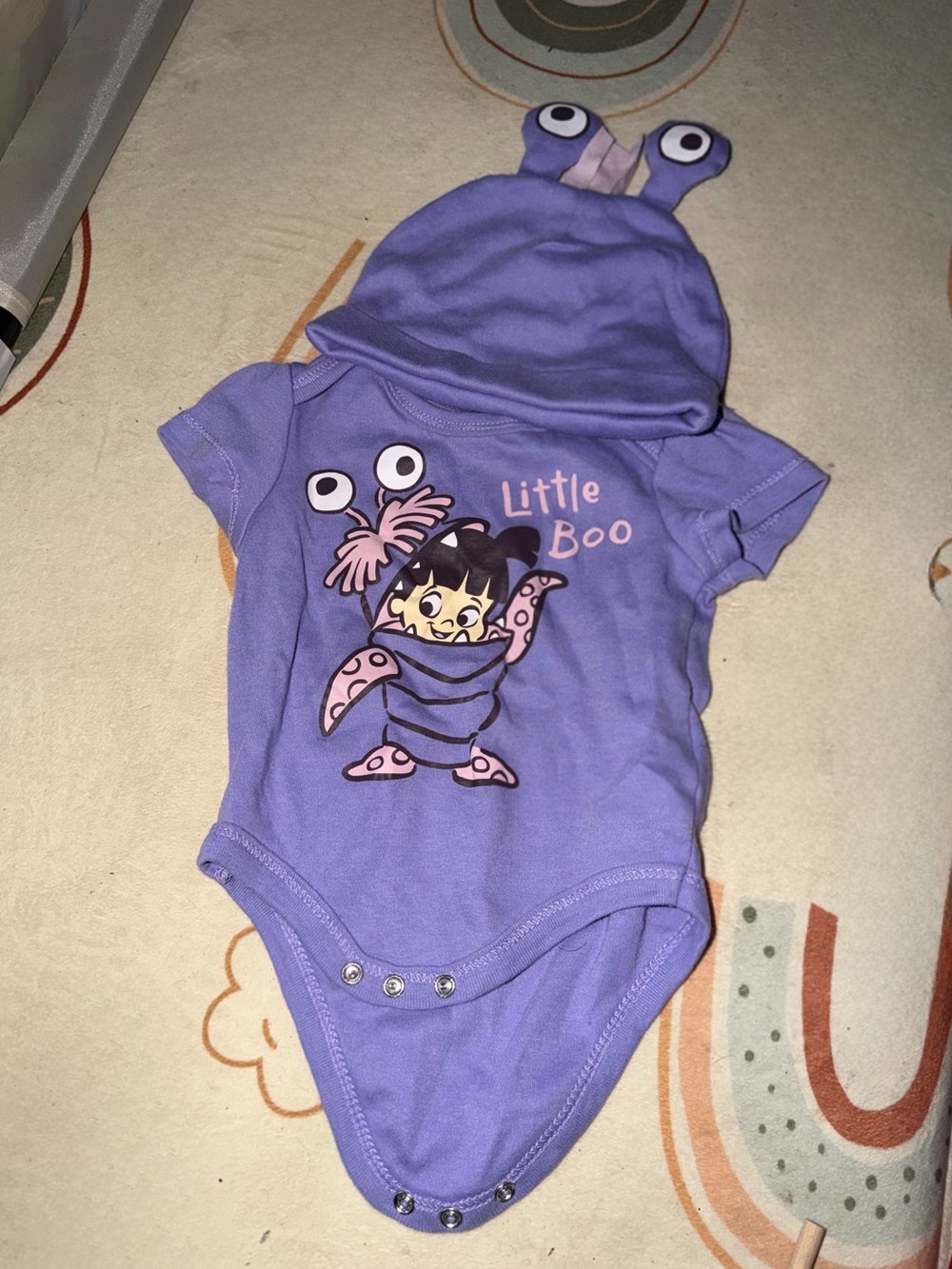 Disney Baby 3-6 monsters inc Little Boo Purple Baby One-Piece Romper with Hood